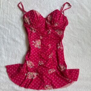 Victoria's Secret Sexy Little Things Pink Polka Dot Floral Slip Dress 200736B